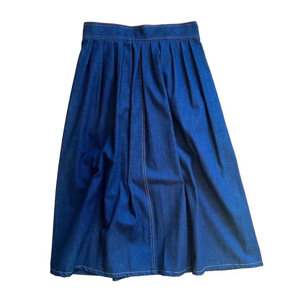 Vintage Sag Harbor Denim Midi Skirt Made in USA med wash sz 13/14